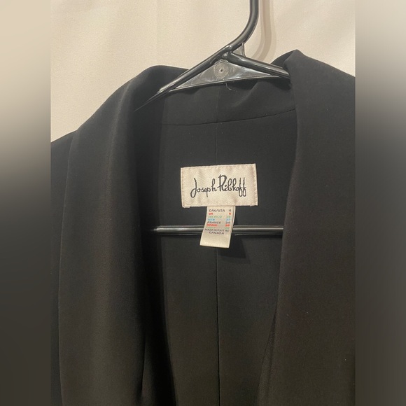 Joseph Ribkoff Black Open Front Short Blazer ¾ Button Sleeve Sz 4 Harpers Bazaar - Picture 4 of 8